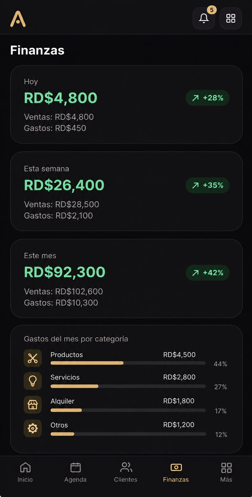 Captura de Apúntame: Finanzas o Reportes